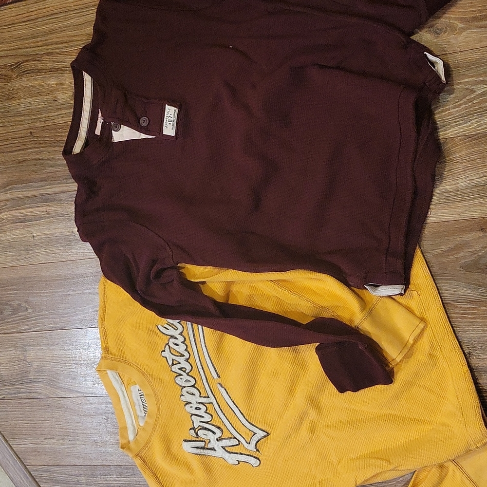 Two aeropostale waffle knit men's long sleeve shirts